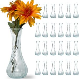 Set of 24 Clear Swirl Bud Vases