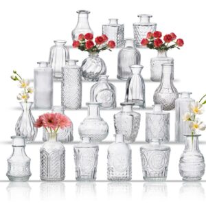 Set of 32 Assorted Clear Bud Vases