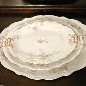 Antique Limoges "Gold Bow" Graduated Platter Set