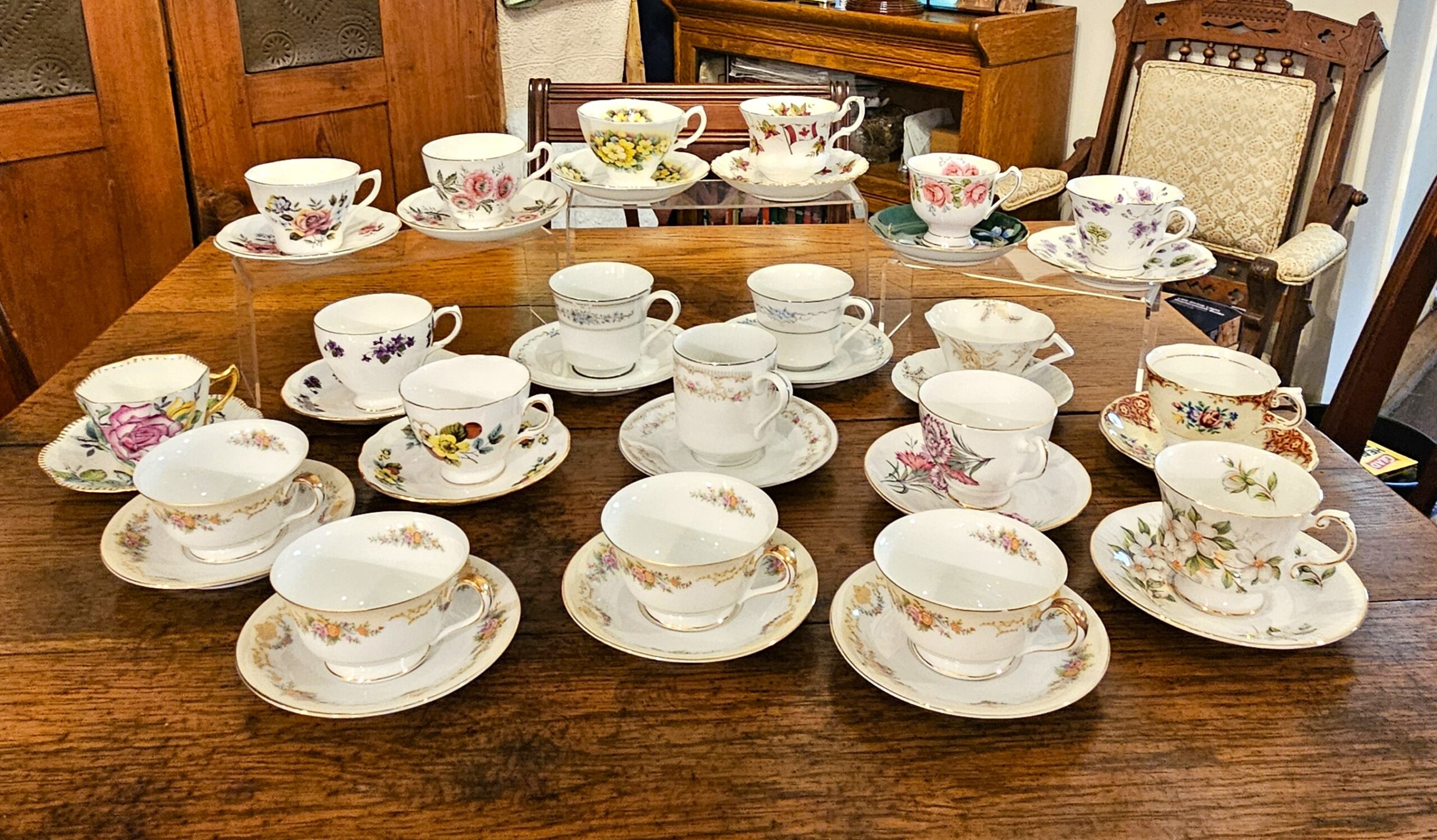 Curated Mismatched Vintage Fine Bone China Teacups & Saucers