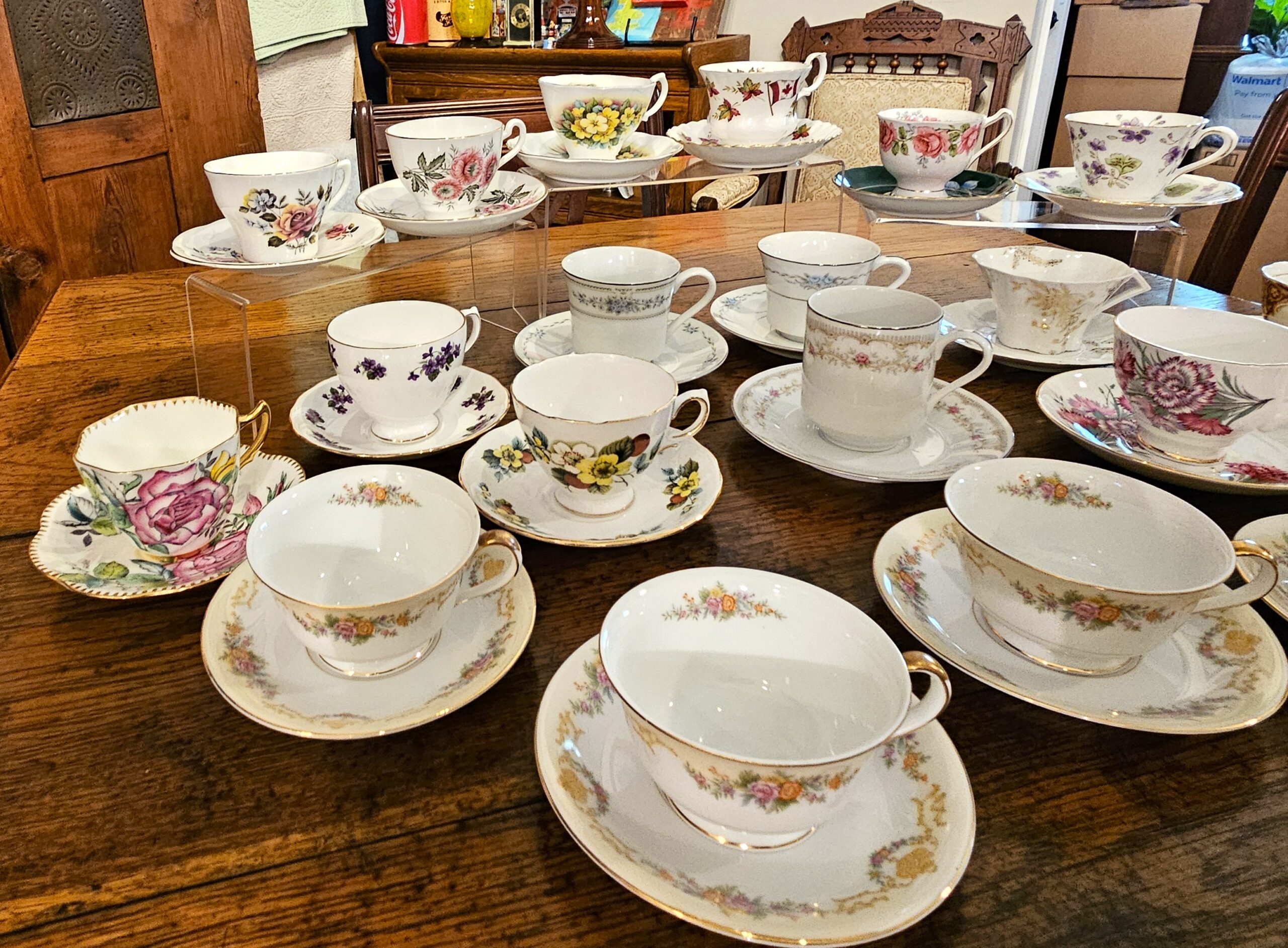 Curated Mismatched Vintage Fine Bone China Teacups & Saucers - Image 2