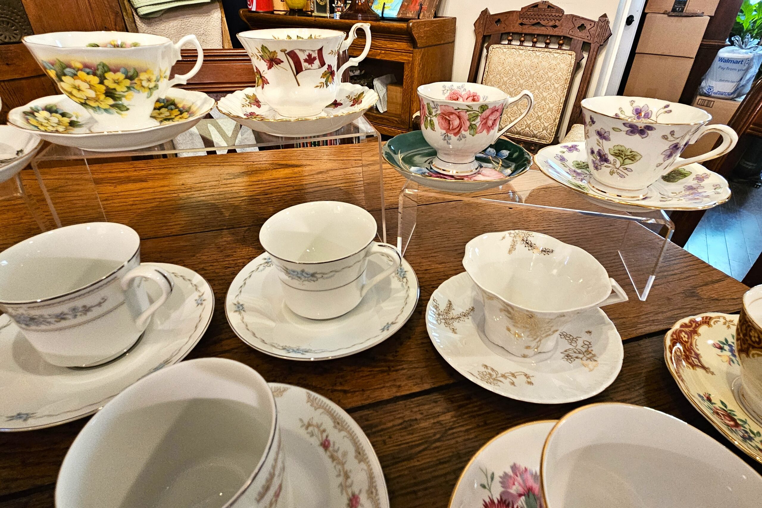 Curated Mismatched Vintage Fine Bone China Teacups & Saucers - Image 4