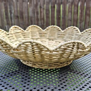 Large Scalloped Rattan Footed Bowl