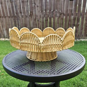 Large Scalloped Rattan Cake Stand