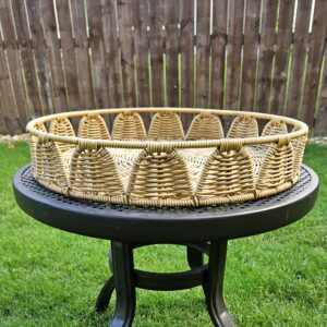 Large Round Scalloped Gallery Rattan Tray